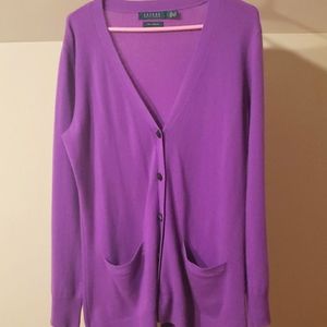 Gently worn 100% cashmere fuschi RL cardigan